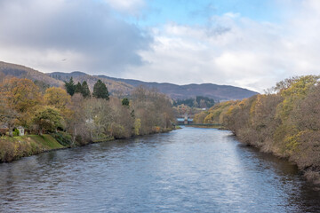 Scenic view of River Tummel, Pitlochry Dam as part of Perth and Kinross. Scotland, United Kingdom
