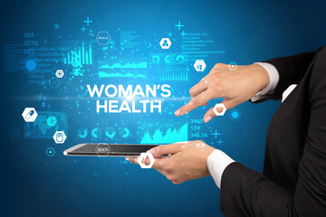 Close-up of a touchscreen with medical inscription concept