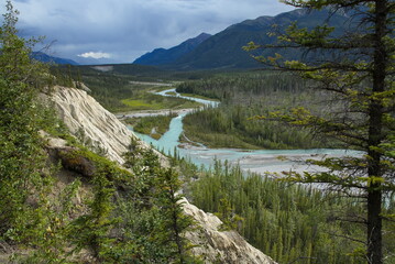 View of Trout River at Salt Lick in Muncho Lake Provincial Park,British Columbia,Canada,North America
