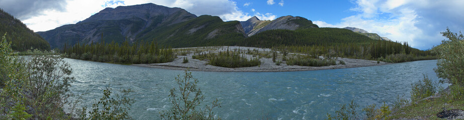 Landscape at Toad River in Muncho Lake Provincial Park,British Columbia,Canada,North America
