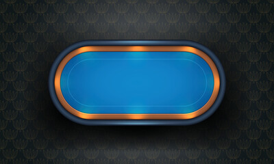 Poker table with blue cloth on dark background. Realistic vector illustration.