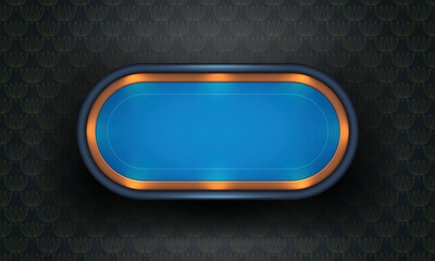 Poker table with blue cloth on dark background. Realistic vector illustration.