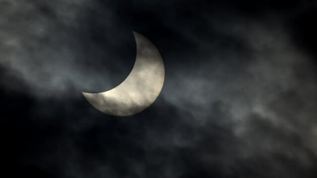 8k Amazing realtime raw footage of natural phenomenon solar eclipse across clouds and wind. Real video filmed on telescope with nikon Z9 high quality 8k camera