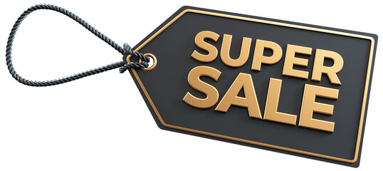 Super sale tag isolated discount with transparent background in 3D rendering
