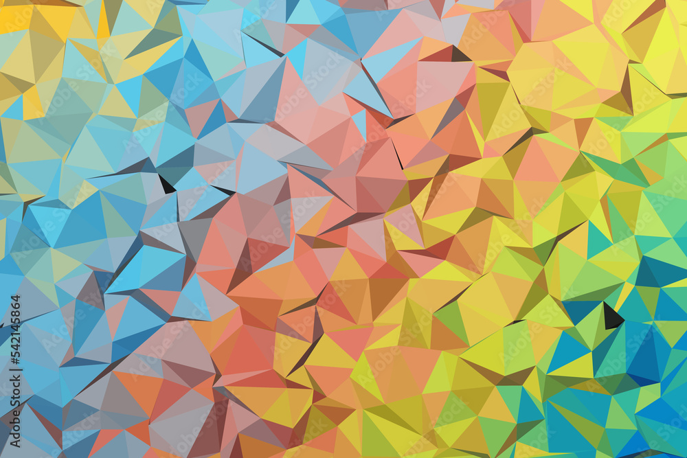 Leinwandbilder Abstract Low Poly Gradient Color Triangles Background Texture. 3d Rendering