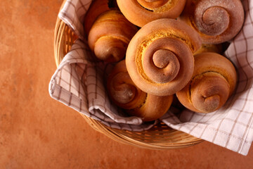 Homemade spiral shaped sweet bread