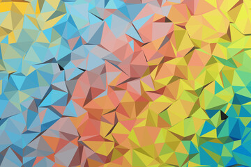 Abstract Low Poly Gradient Color Triangles Background Texture. 3d Rendering