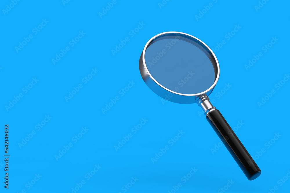 Aufkleber business search and analysis concept. search magnifying glass loupe tool instrument. 3d rendering