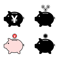 Piggy bank flat icon, sign vector with yuan web symbol. Money income, economic graphic button