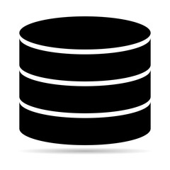 Database storage icon with shadow, internet network server cloud data symbol, connection system vector illustration