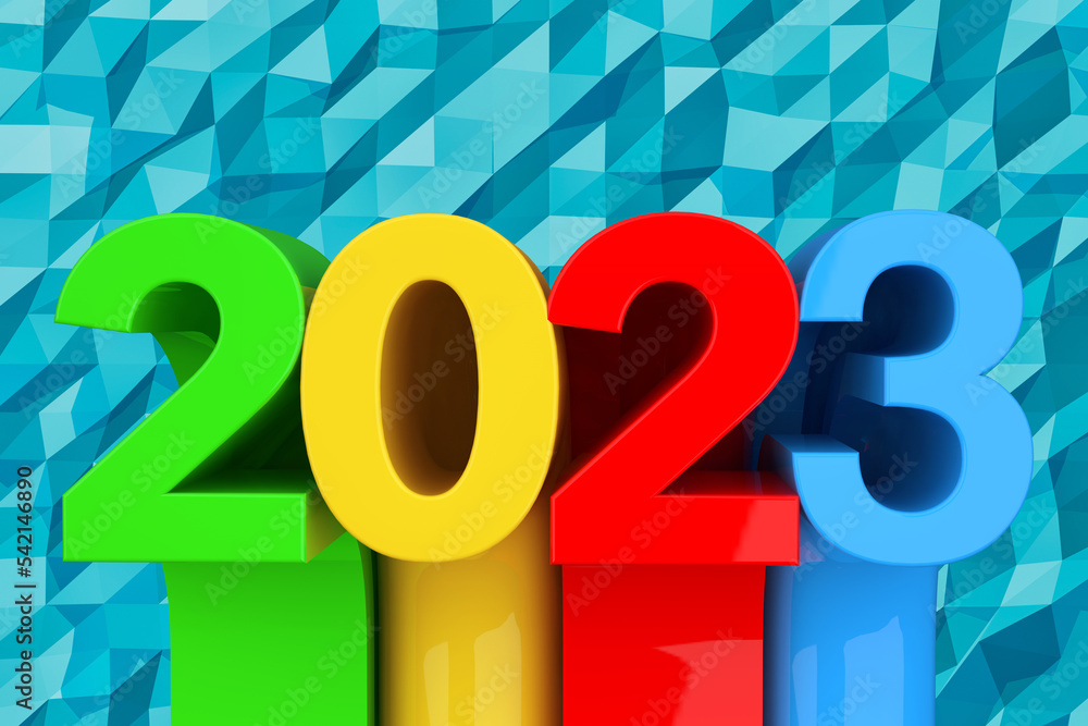Poster Abstract New 2023 Year Sign. 3d Rendering