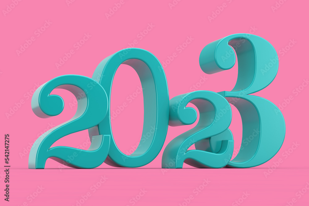 Poster 2023 new year blue sign in duotone style. 3d rendering