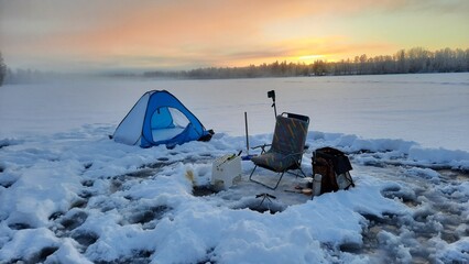 ice fishing in the North of Sweden
