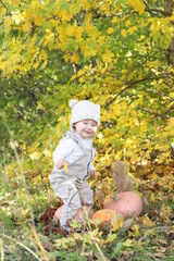 little girl in in autumn park