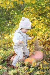 little girl in in autumn park