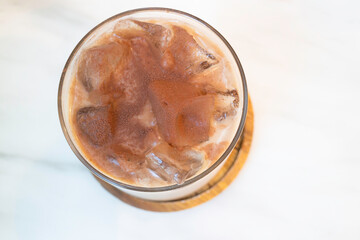 Iced coffee mocha mini glass serving