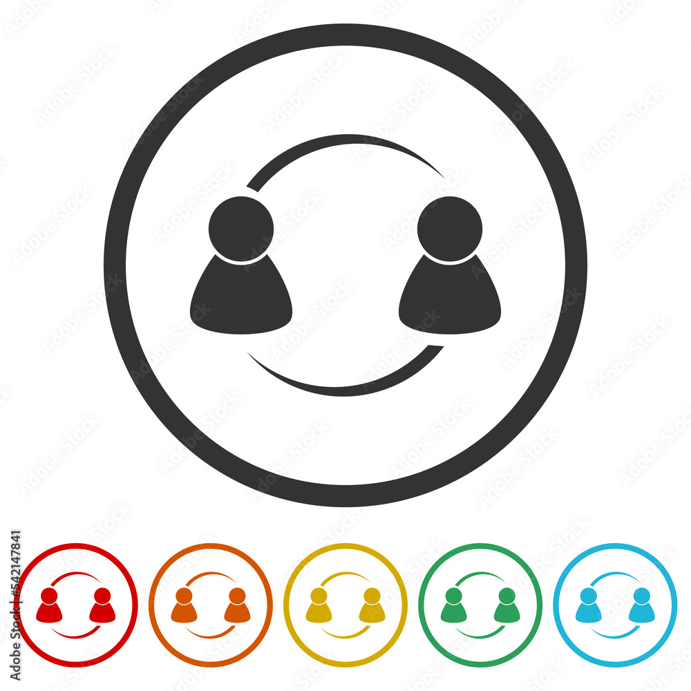 Poster mentor icon. set icons in color circle buttons