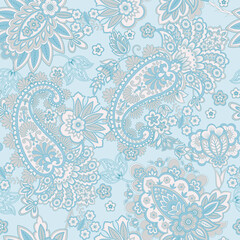 Fototapeta na wymiar Paisley Floral oriental ethnic Pattern. Vector Seamless Ornamental Indian fabric patterns.