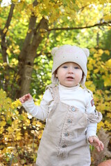 little girl in in autumn park