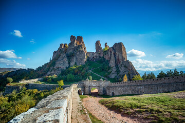 Beautiful landscape with bizarre rock formations. Stone stairs leading to the amazing rock...