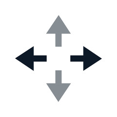 Simple four sides arrows directions icon. Way arrow actions vector icon.