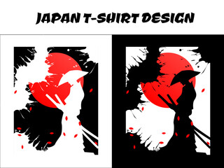 Japanese t-shirt design, silhouette japan samurai vector for design t shirt concept, male samurai vector illustration, silhouette samurai