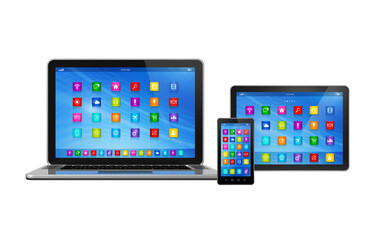 Smartphone, Digital Tablet Computer and Laptop