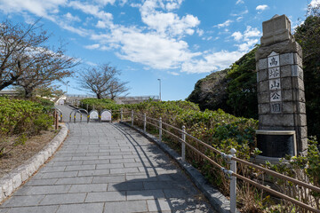 北九州市　高塔山公園の展望台に続く道