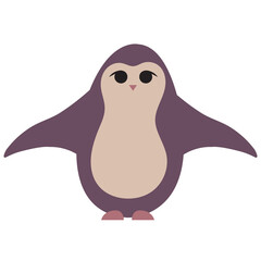 Cute little penguin with open wings. Vector illustration in cartoon style isolated on a white background.