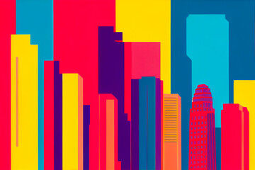 Pop-art colorful image of San Francisco cityscape