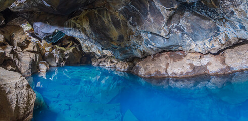 Interior of the Grjótagjá Cave (Iceland)