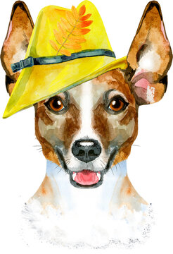 Watercolor portrait of jack russell terrier