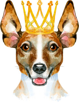 Watercolor portrait of jack russell terrier