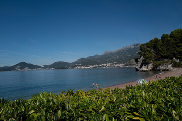 lake in mountains in the sunshine on holiday