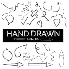 Set of Hand Drawn Arrow Collection in doodle style
