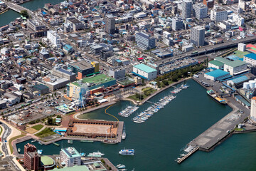 静岡県の清水マリンパーク付近を空撮