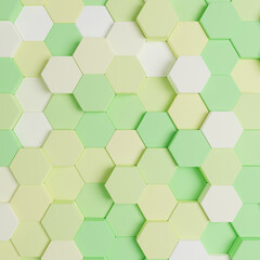 3D rendering Futuristic Honeycomb Mosaic, abstract Background. Realistic geometric mesh cell structure. Sci-fi background with hexagon grid.