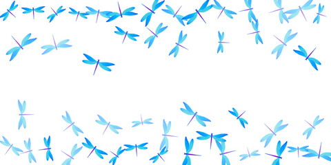 Fototapeta na wymiar Fairy cyan blue dragonfly isolated vector background. Spring pretty insects. Decorative dragonfly isolated baby illustration. Gentle wings damselflies patten. Garden creatures