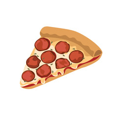 Vector illustration of delicious homemade sausage pizza on white background