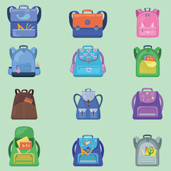 School bags color vector collection set