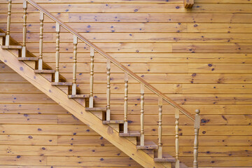 Wooden stairs in a wooden house.