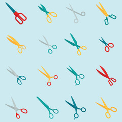 Scissors color icon collection set