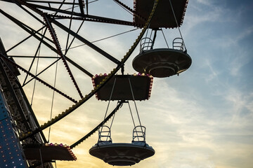 Ferris wheel funfair sunset