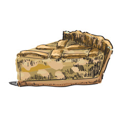 apple pie strudel cake autumn puff pastry vector drawing dessert sweet illustration sugar food isolated on white background