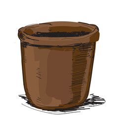 pot gardening cup for flowers isolated and colored on white background