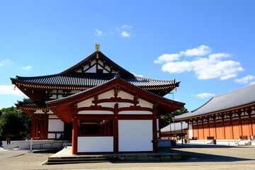 奈良，薬師寺，寺， 日本の建築物，木造，空、伝統、日本の文化