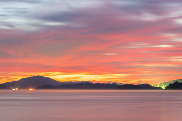 瀬戸内海の海霧　広島県三原市