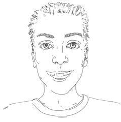 happy  profile picture  head person human emotion calm young boy face expression illustration line drawing on white background