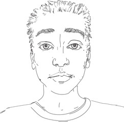 confused surprised face expression head person human emotion calm young boy illustration line drawing on white background