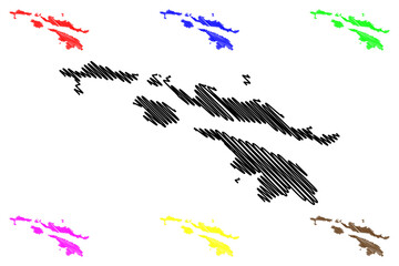 Fototapeta na wymiar Admiral, Fraser, Bruen and King Hall island (Western Australia, Commonwealth of Australia, Buccaneer Archipelago, Indian Ocean) map vector illustration, scribble sketch map